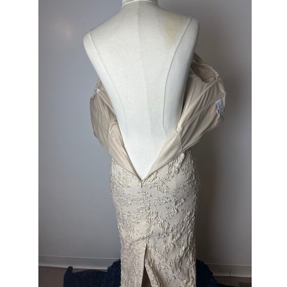 Oleg Cassini Off The Shoulder Ruched Jacquard sz 6 formal - Picture 11 of 11